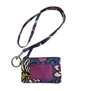Vera Bradley Retired African Violet Lanyard Wallet Coin ID Card Holder Pouch